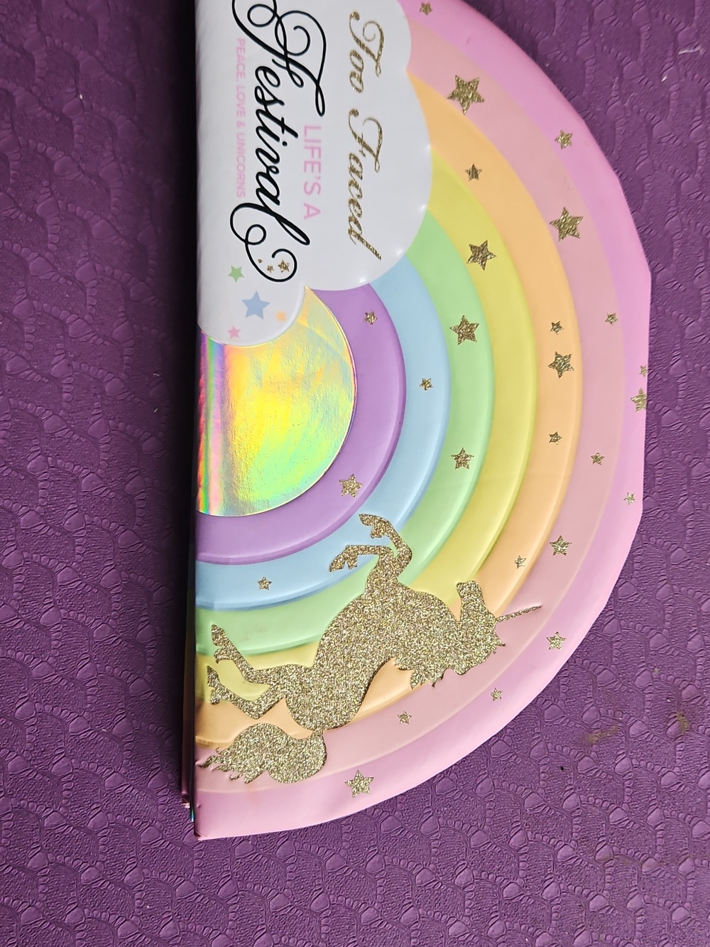 Too Faced Pastel Rainbow Party Plates - Pink, Purple, Yellow, Green, Blue